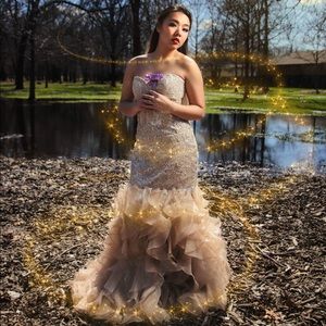 Creamy Nude Mermaid Prom Dress